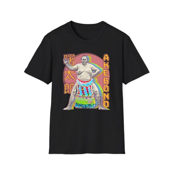 a black t-shirt with Former sumo grand champion Akebono Taro