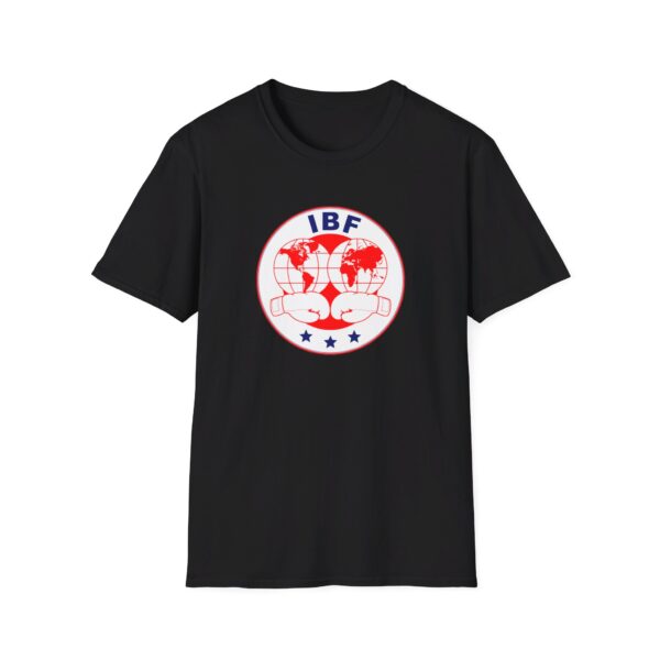 Mockup of an International Boxing Federation black T-shirt