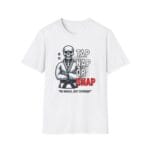 black tee with skeleton and “No Muscle” text