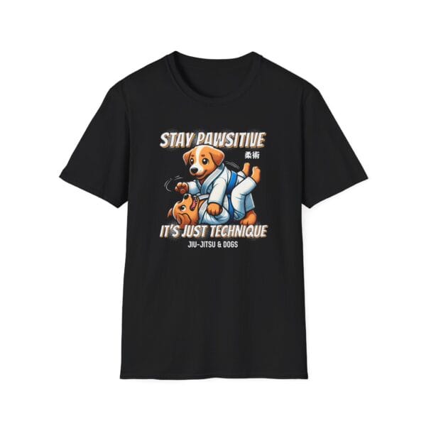 black tee featuring dog grapplers in action