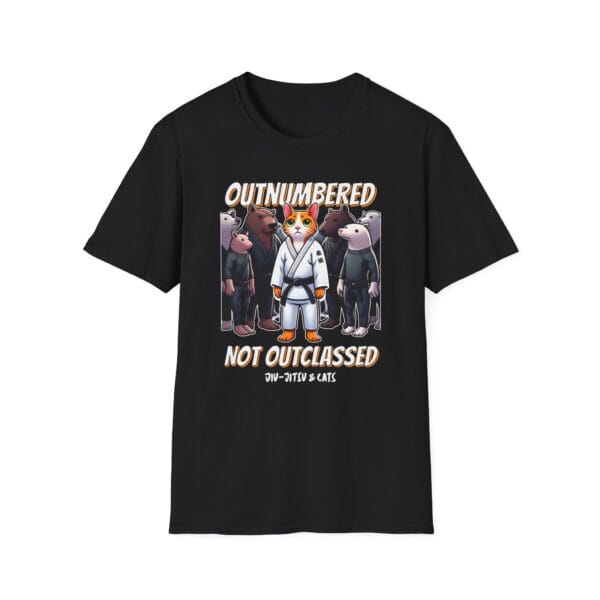black version of Not Outclassed cat and opponents tee