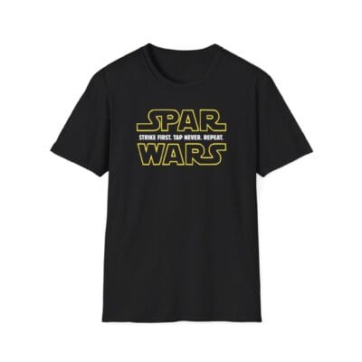 black tee featuring interstellar grapplers