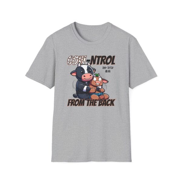 gray tee with dominant cow position