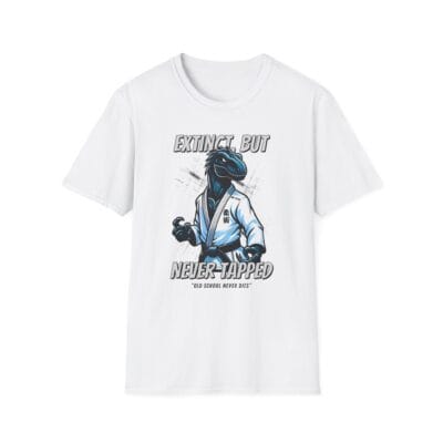 dinosaur in gi and black belt stomping on mat design