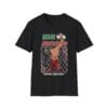 Belal Muhammad with UFC belt pointing upward, “Faith first, champ second” MMA tee.
