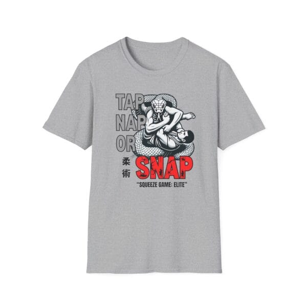 Elite Jiujitsu Tee in gray – snake and fighter jiujitsu art