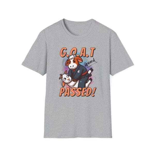 gray tee with cow and goat grappling
