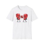 Two boxing gloves with arms, squaring off