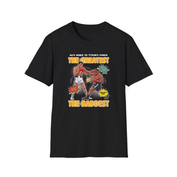 Greatest vs Baddest Tee in black on locker bench