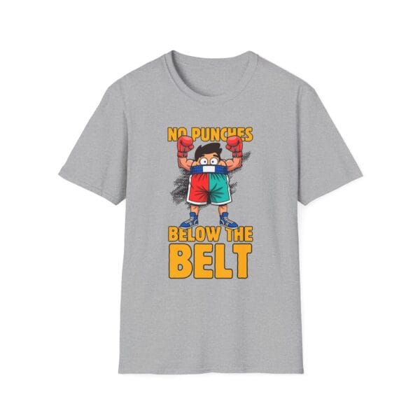 No punches below belt boxing humor t-shirt in heather gray