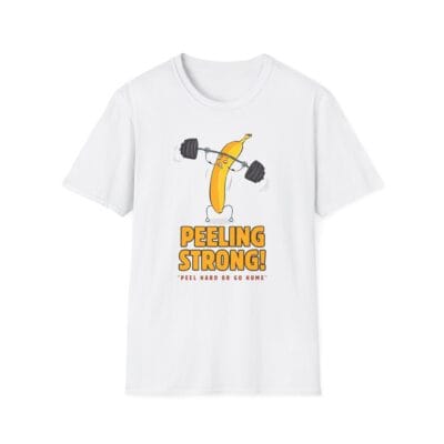 Banana lifting weights cartoon art
