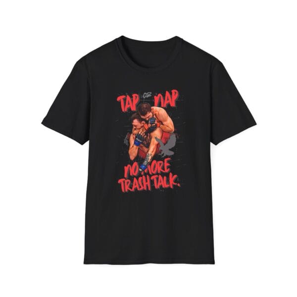 Black t-shirt with Tap or Nap design featuring Khabib and Conor