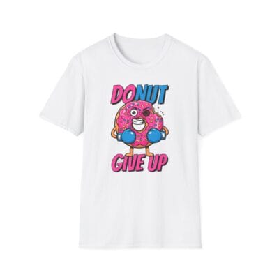 Donut with boxing gloves and black eye smiling fighting design