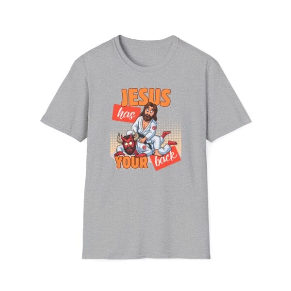 Jesus Has Your Back tee in gray