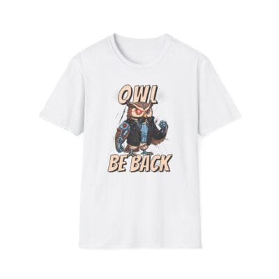 Owl in terminator style with boxing gloves movie reference design