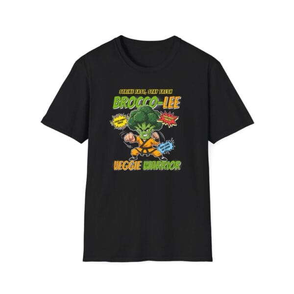 Brocco-Lee Tee in black with veggie prop