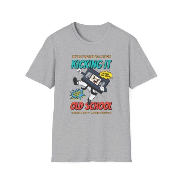 Kicking It Old School Tee in heather gray folded view