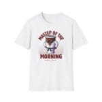 Coffee mug in karate gi with black belt and sunglasses
