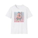 white t-shirt captures Jean-Claude Van Damme in his iconic role as Guile from the Street Fighter movie, a tribute to 90s action cinema.