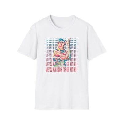 white t-shirt captures Jean-Claude Van Damme in his iconic role as Guile from the Street Fighter movie, a tribute to 90s action cinema.